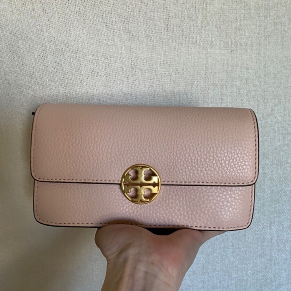 Tory Burch Pale Apricot Pink Chelsea Chain Pouch/MINI BAG - Picture 9 of 13